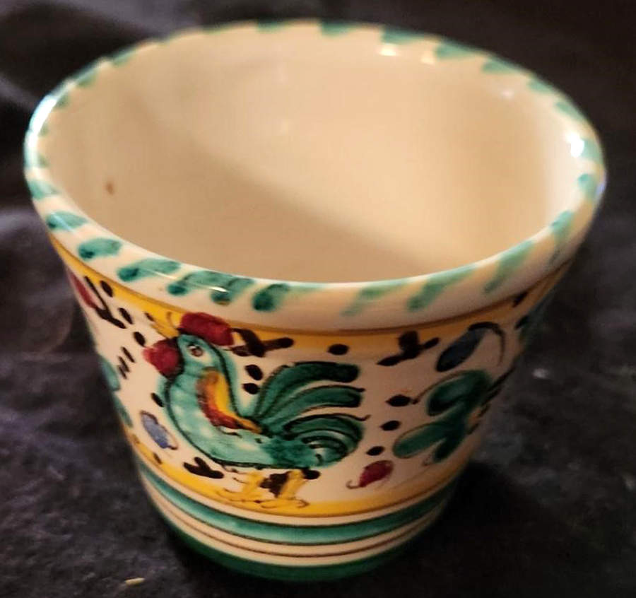 Green Rooster (Orvieto) Mini Open Sugar Bowl by Deruta (Italy)-1