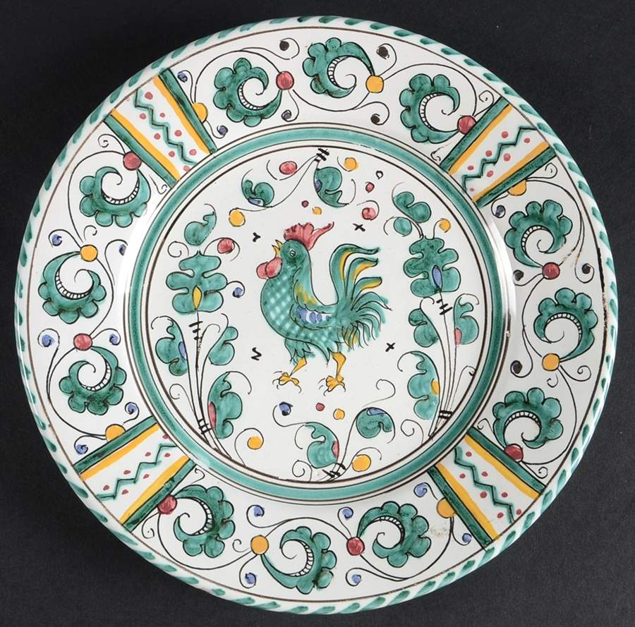 Green Rooster (Orvieto) Bread & Butter Plate by Deruta (Italy)-1