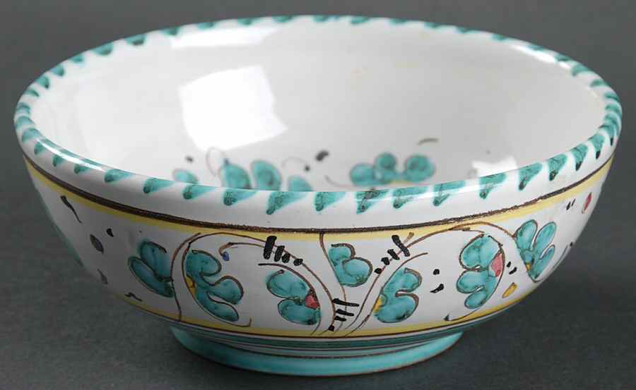 Green Rooster (Orvieto) Fruit/Dessert (Sauce) Bowl by Deruta (Italy)-1