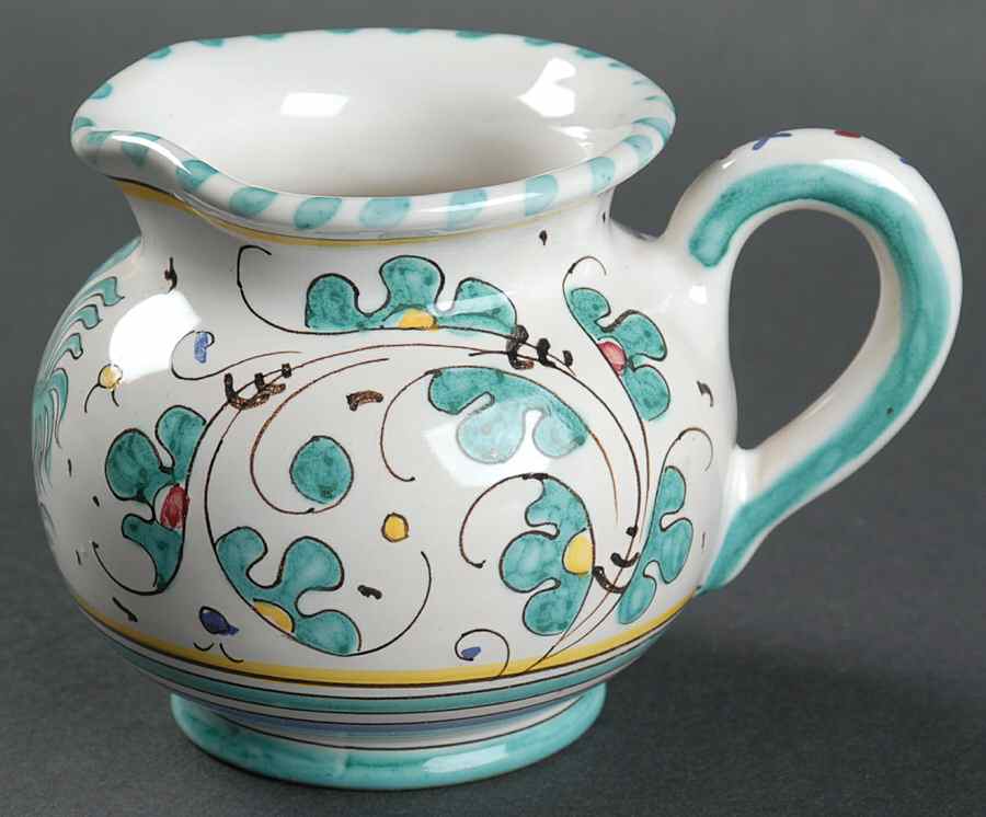 Green Rooster (Orvieto) Creamer by Deruta (Italy)-1