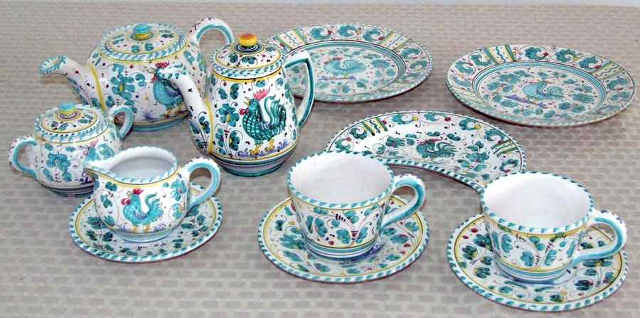Green Rooster (Orvieto) Mini Teapot & Lid by Deruta (Italy)-1