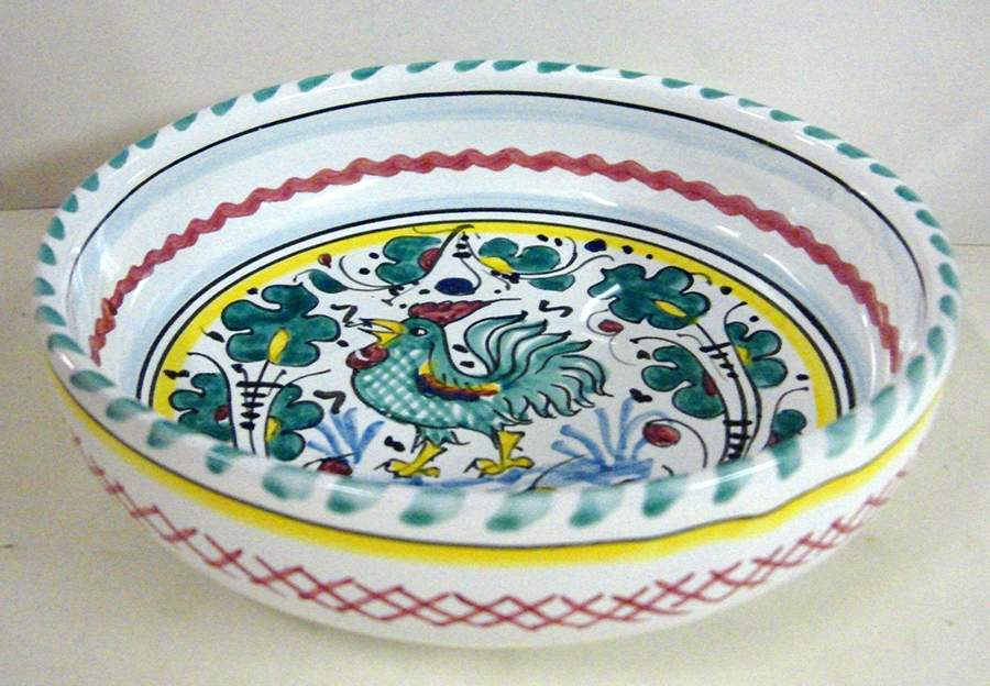 Green Rooster (Orvieto) 7" Individual Pasta Bowl by Deruta (Italy)-1