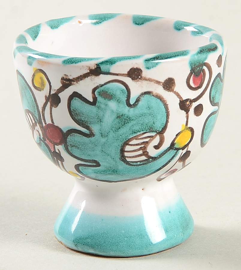 Green Rooster (Orvieto) Single Egg Cup by Deruta (Italy)-1