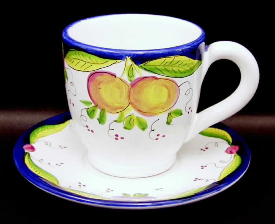 Salvafrutta Flat Cup & Saucer Set by Deruta (Italy)-1