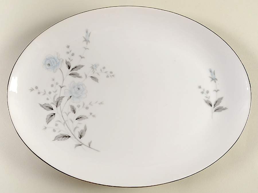 Blue Rose 12" Oval Serving Platter by Diamond (Japan)-1