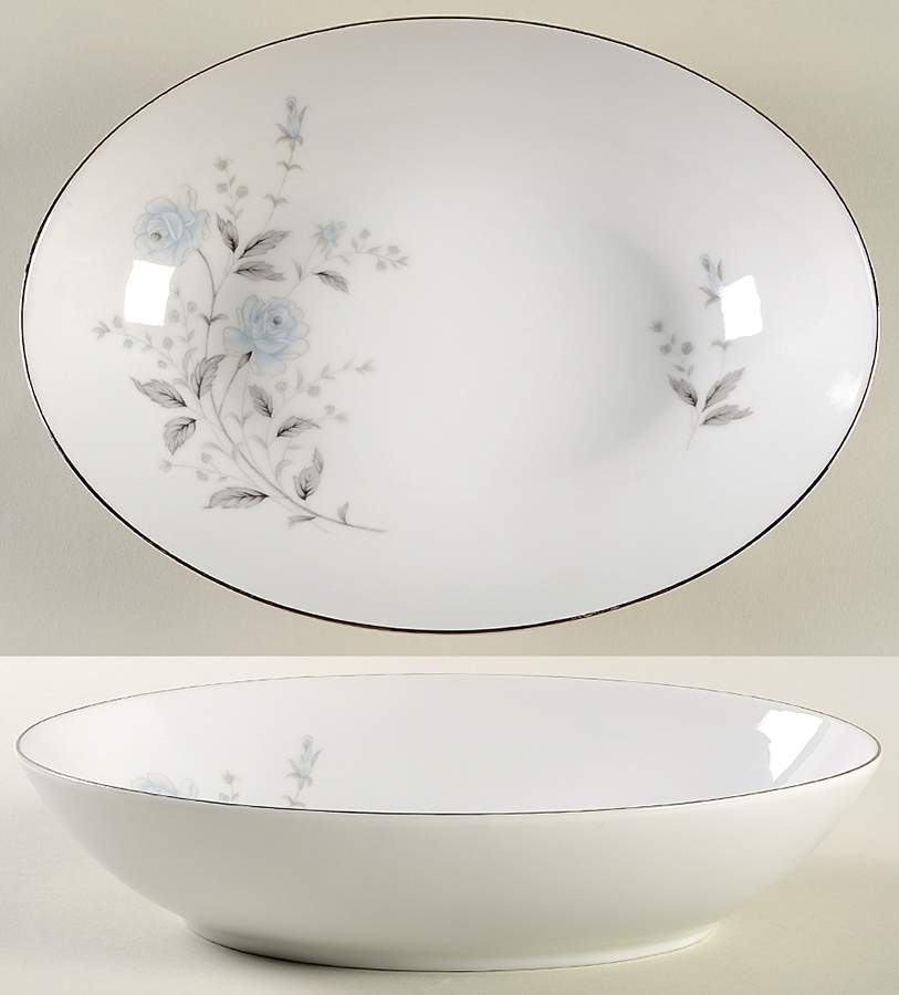 Blue Rose 10" Oval Vegetable Bowl by Diamond (Japan)-1