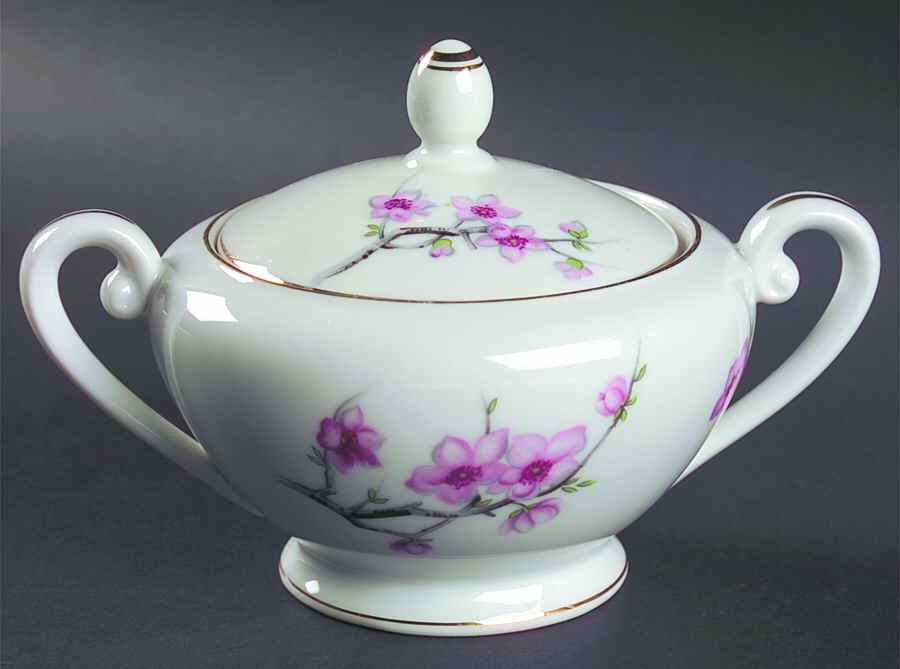 Cherry Blossom Sugar Bowl & Lid by Diamond (Japan)-1