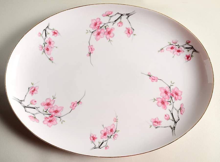 Cherry Blossom 16" Oval Serving Platter by Diamond (Japan)-1