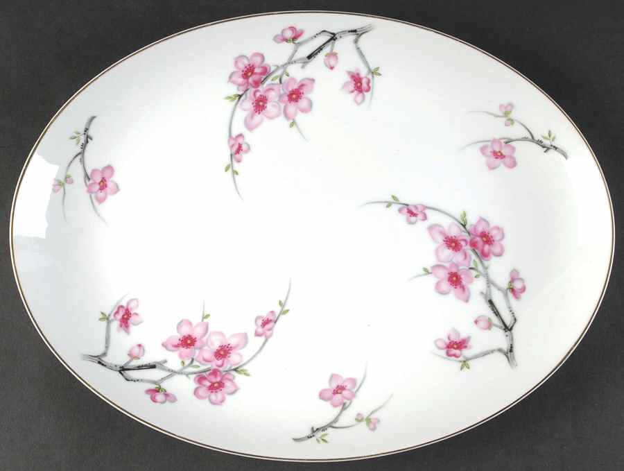 Cherry Blossom 12" Oval Serving Platter by Diamond (Japan)-1