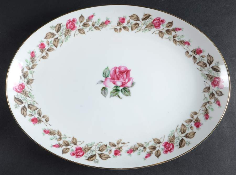 Moss Rose 12" Oval Serving Platter by Diamond (Japan)-1