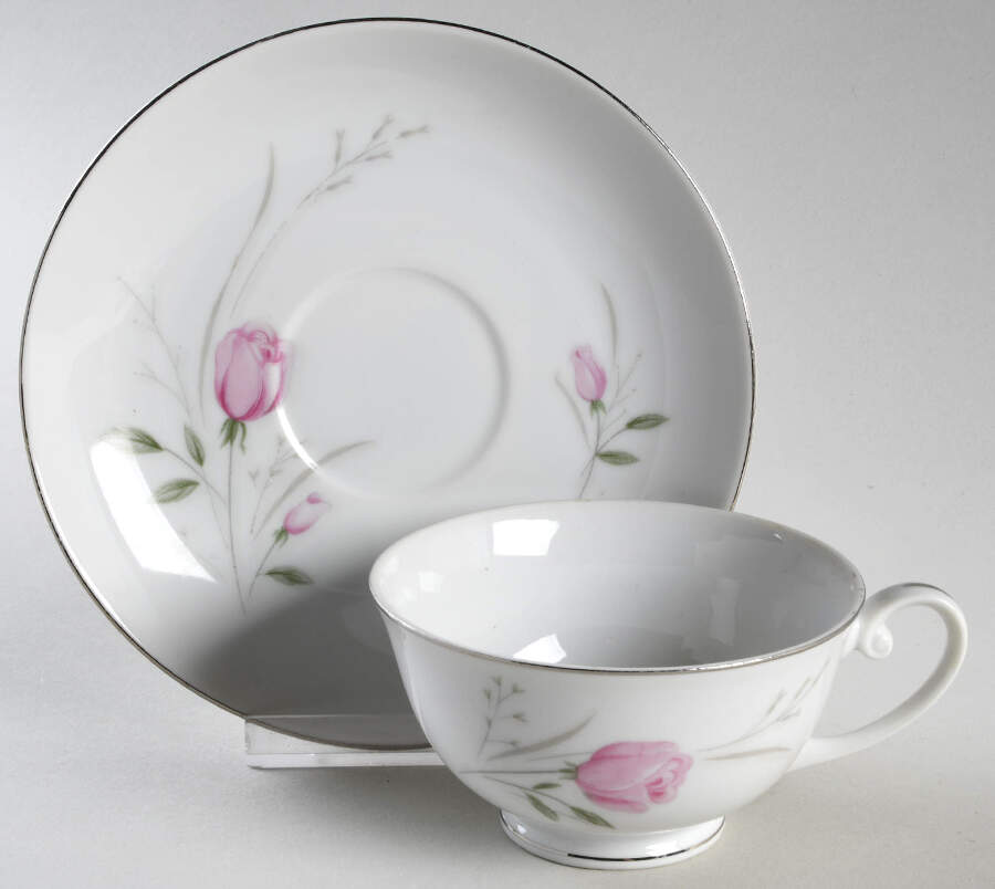 Sterling Rose Footed Cup & Saucer Set by Diamond (Japan)-1