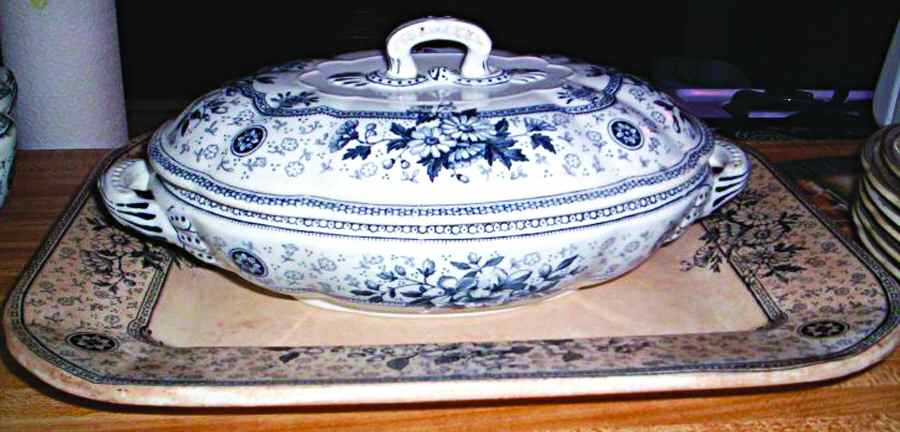 Melrose Blue Oval Covered Vegetable by J Dimmock-1