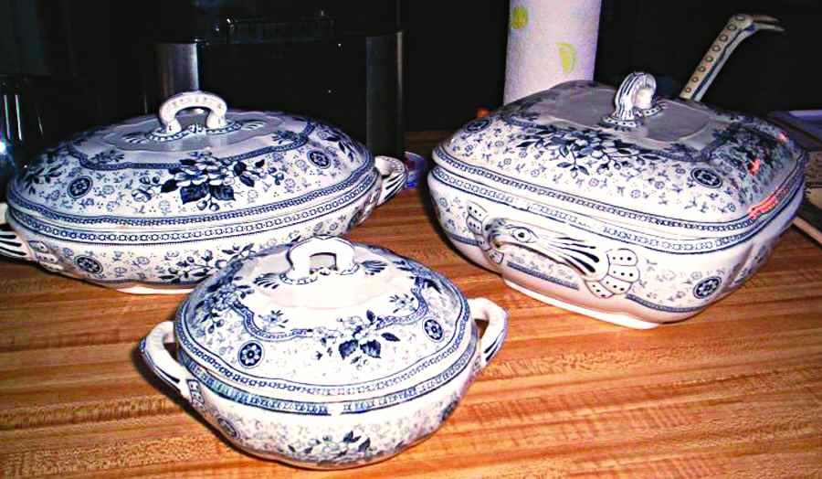 Melrose Blue Round Covered Vegetable by J Dimmock-1