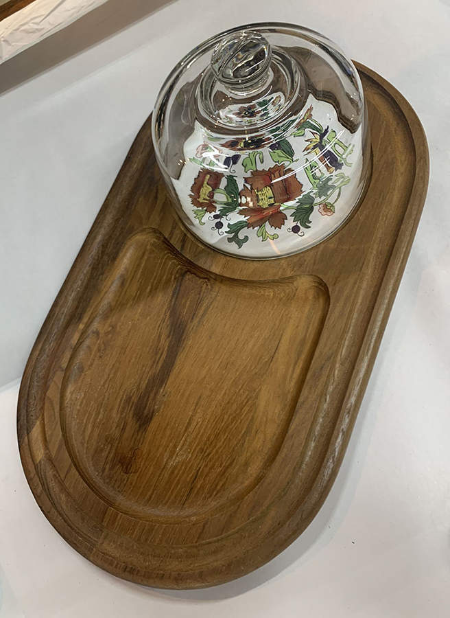 Olympus Oval Wood Cheeseboard W/Dome by Dolphin-1