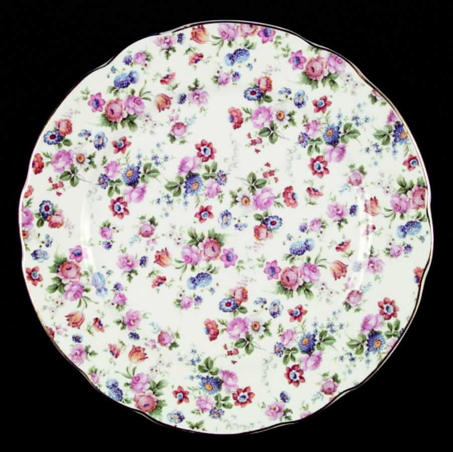 DORSET (CHEERY CHINTZ, GOLD TRIM) Dinner Plate by Erphila-1