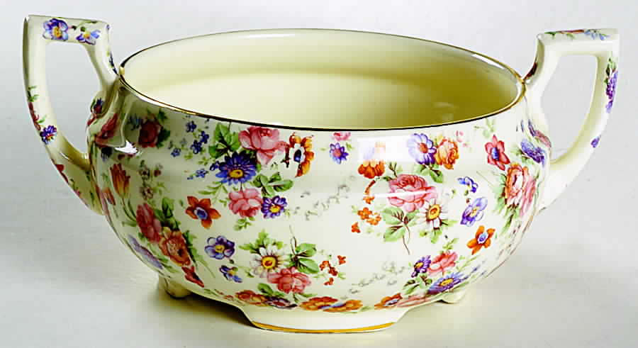 DORSET (CHEERY CHINTZ, GOLD TRIM) Open Candy Dish by Erphila-1