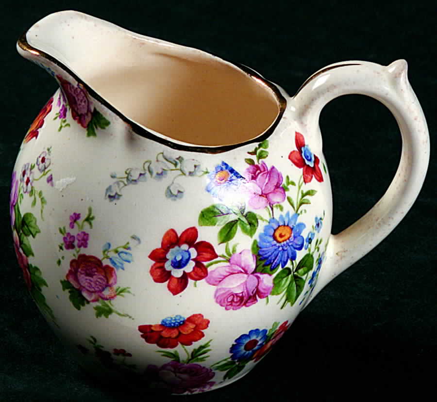 DORSET (CHEERY CHINTZ, GOLD TRIM) Mini Creamer by Erphila-1