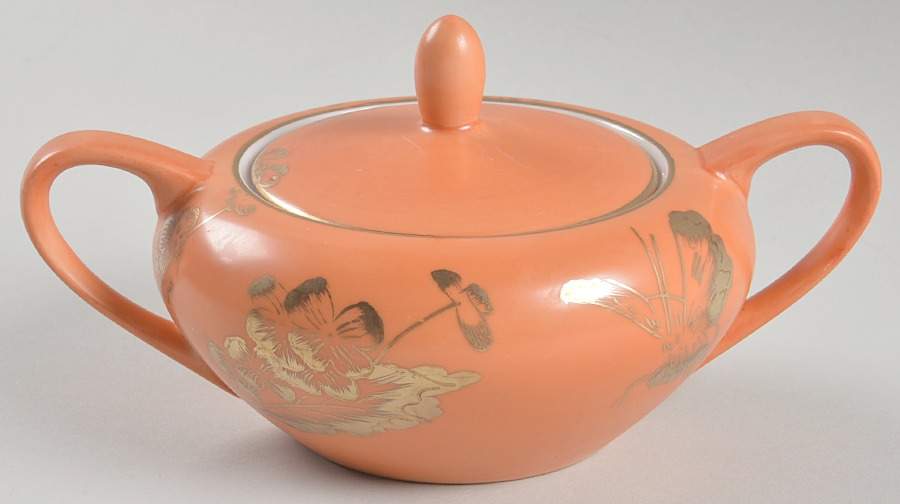 Persimmon Sugar Bowl & Lid by Dorothy Thorpe-1