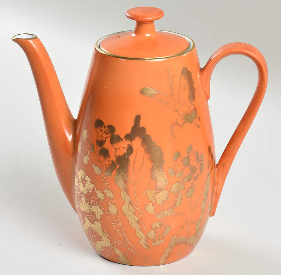 Persimmon Coffee Pot & Lid by Dorothy Thorpe-1