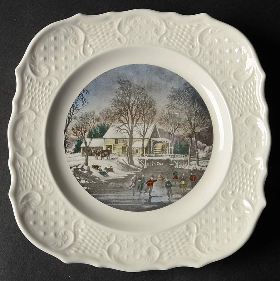 Currier & Ives Square Salad Plate by Delano Studios-1