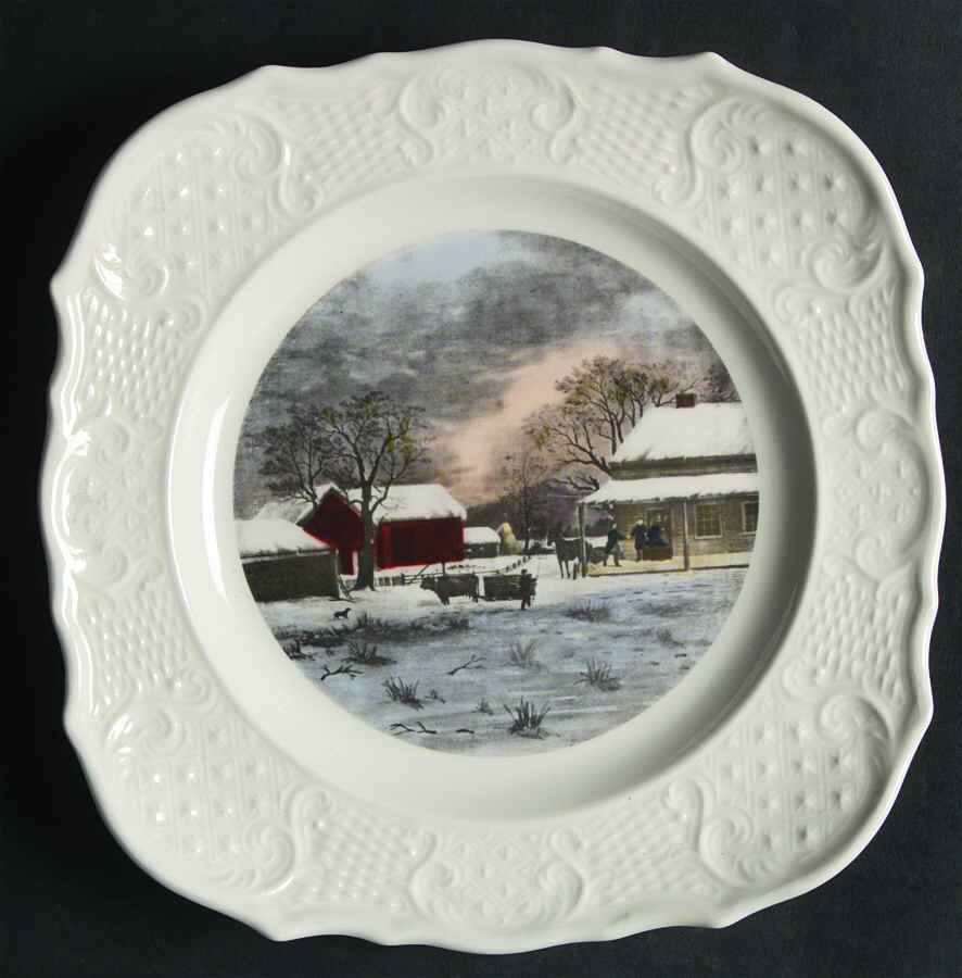 Currier & Ives Square Salad Plate by Delano Studios-1