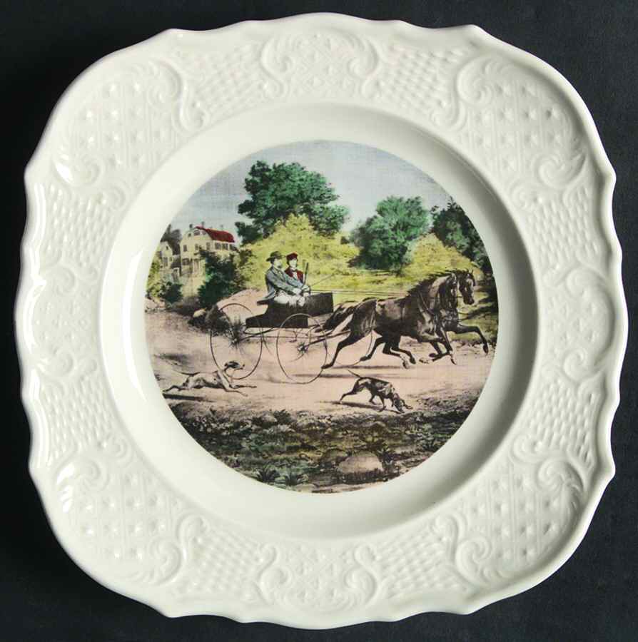 Currier & Ives Square Salad Plate by Delano Studios-1