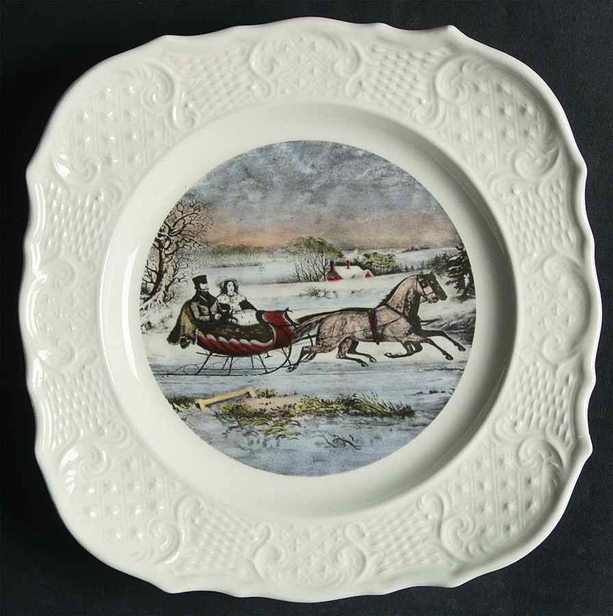 Currier & Ives Square Salad Plate by Delano Studios-1