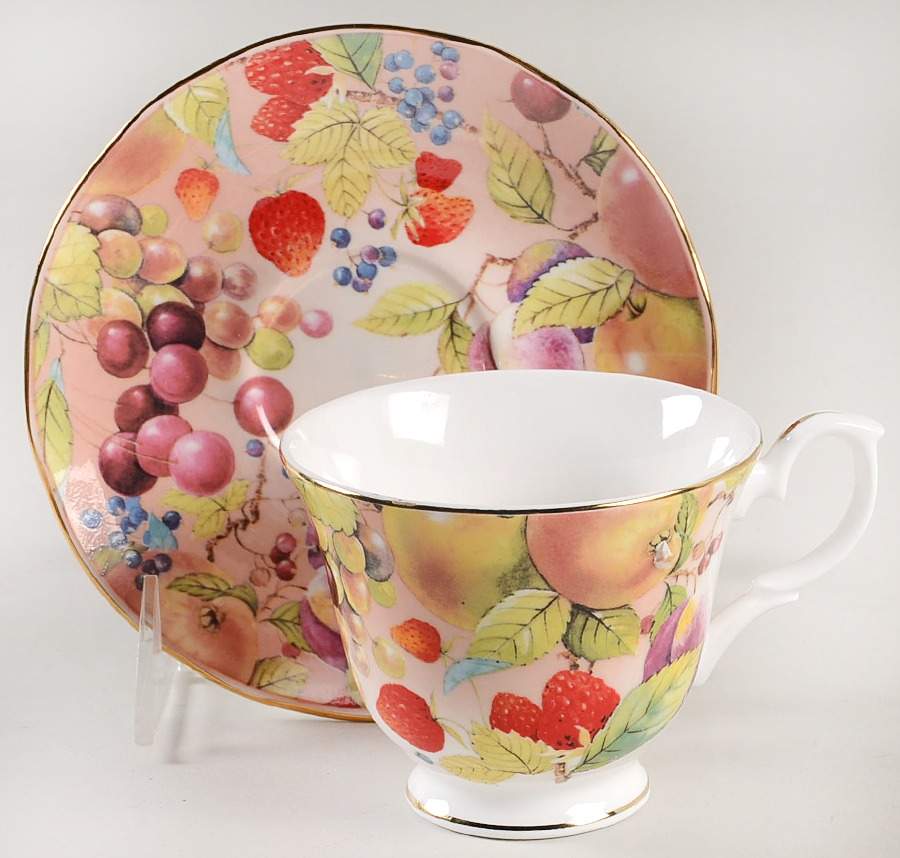 English Harvest Footed Cup & Saucer Set by Duchess-1