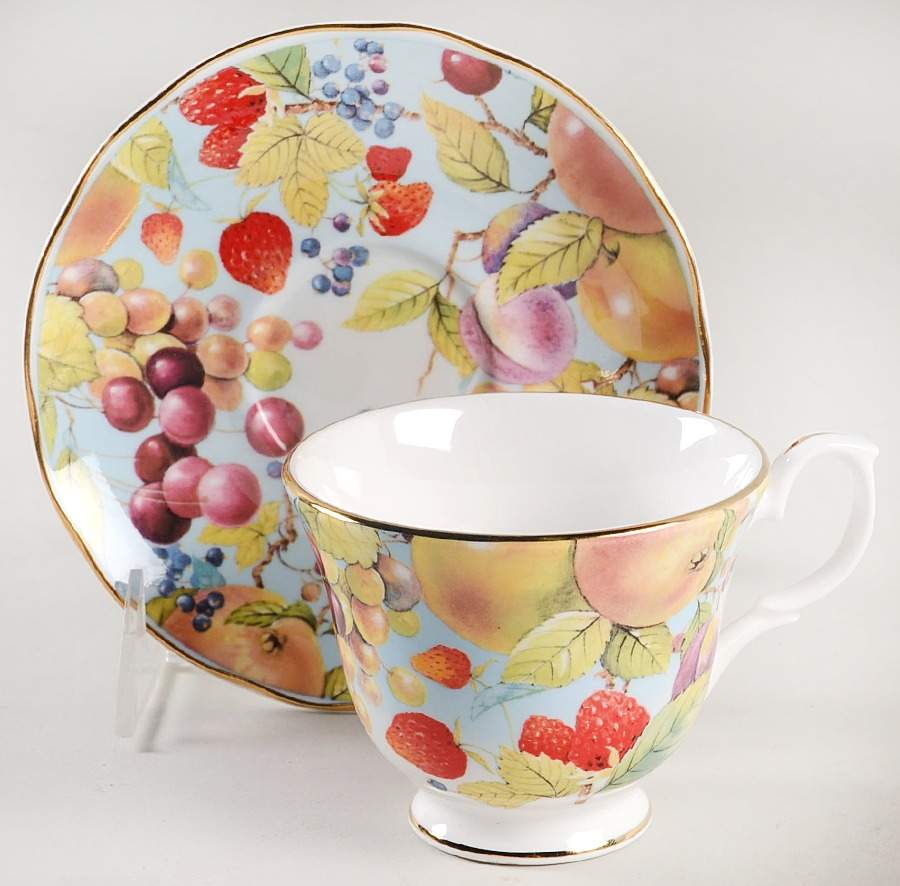 English Harvest Footed Cup & Saucer Set by Duchess-1