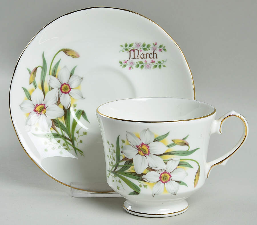 Flower of The Month Footed Cup & Saucer Set by Duchess-1