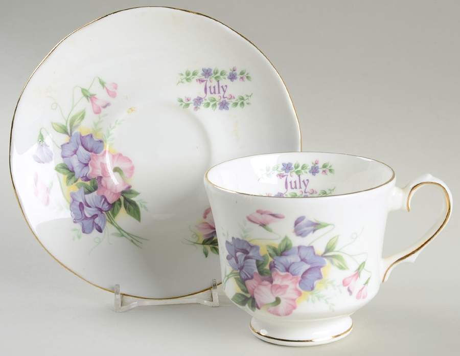 Flower of The Month Footed Cup & Saucer Set by Duchess-1