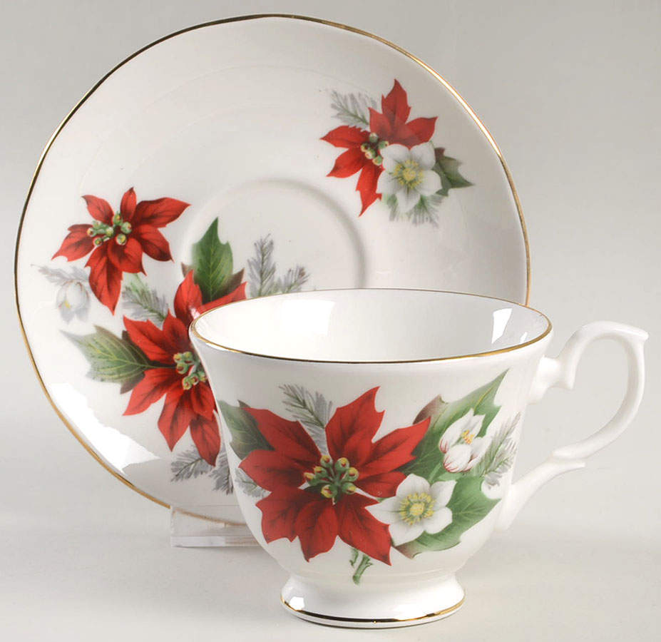 Poinsettia Footed Cup & Saucer Set by Duchess-1