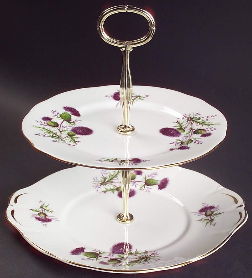 Thistle 2 Tiered Serving Tray(Handled Cake&Salad Plate) by Duchess-1