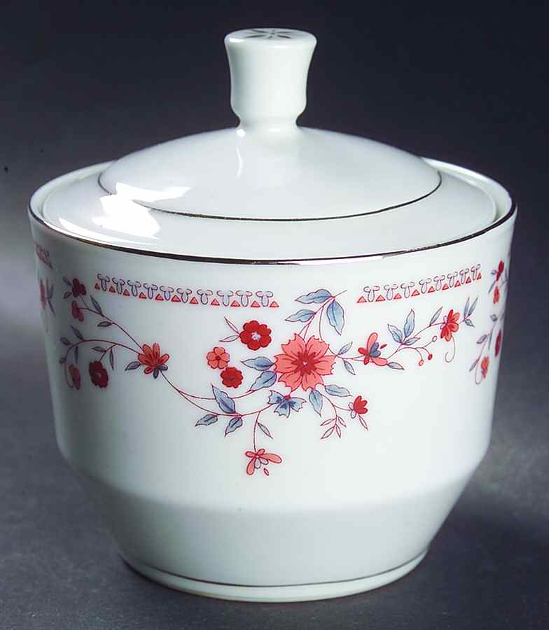 Copenhagen (Platinum, Rim) Sugar Bowl & Lid by Dynasty China-1