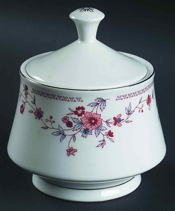 Copenhagen (Platinum, Rim) Sugar Bowl & Lid by Dynasty China-1