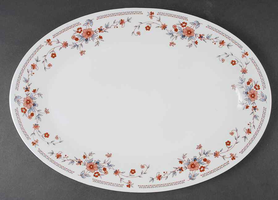 Copenhagen (Platinum, Rim) 14" Oval Serving Platter by Dynasty China-1