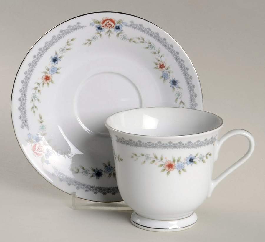 Melody (Rim, No Number) Footed Cup & Saucer Set by Dynasty China-1