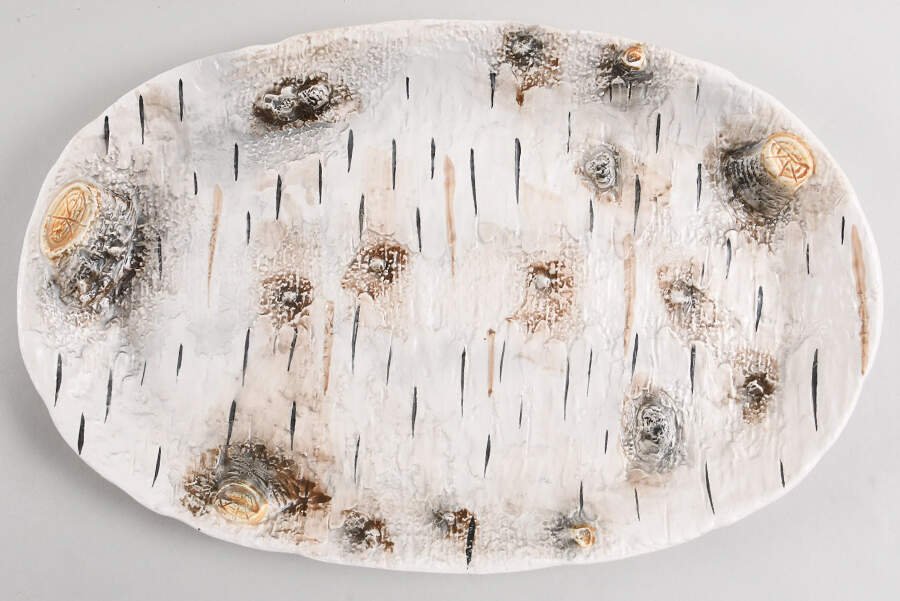 Birch Bark 16" Oval Serving Platter by Department 56-1