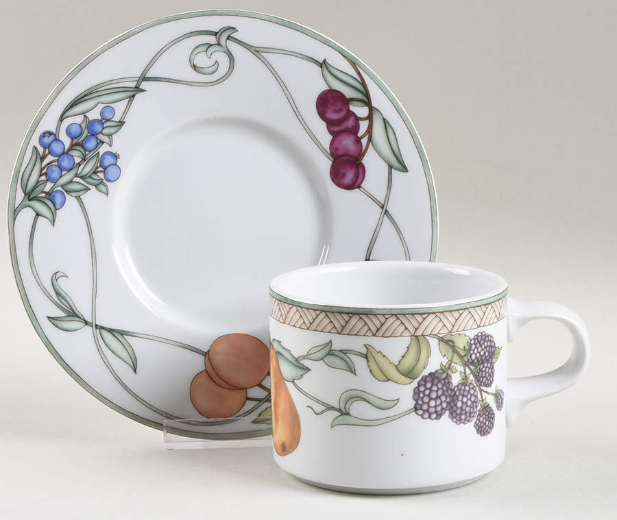 Umbrian Fruits Flat Cup & Saucer Set by Dansk-1