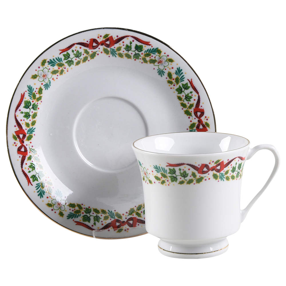 Twelve Days of Christmas Footed Cup & Saucer Set by Domestications-1
