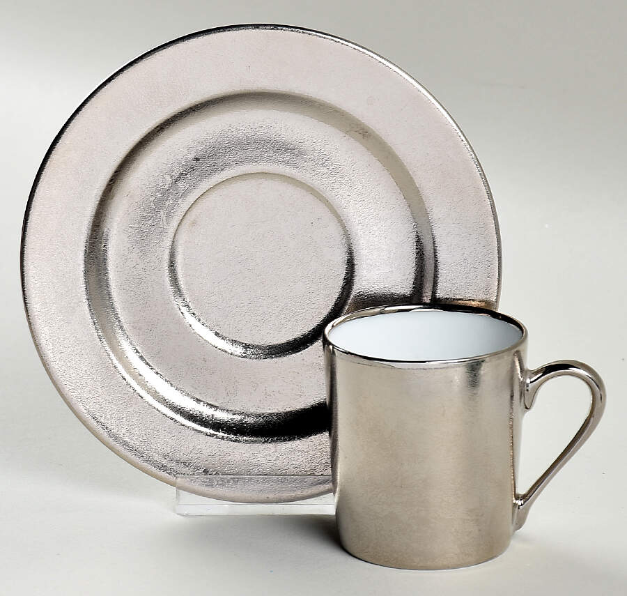 Carat Platine Flat Demitasse Cup & Saucer Set by Philippe Deshoulieres-1