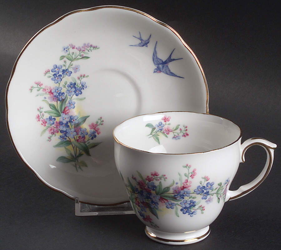 Forget Me Not Footed Cup & Saucer Set by Duchess-1