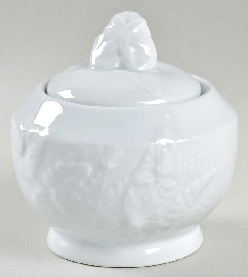 Promenade White Sugar Bowl & Lid by Philippe Deshoulieres-1
