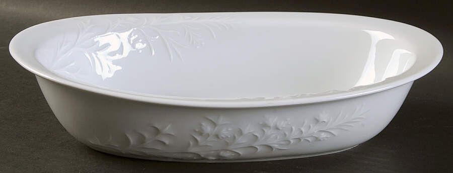 Promenade White 10" Oval Vegetable Bowl by Philippe Deshoulieres-1