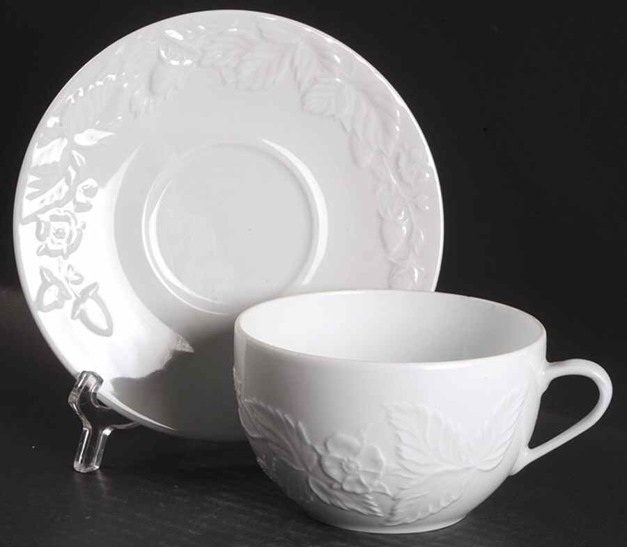 Promenade White Breakfast Cup & Saucer Set by Philippe Deshoulieres-1