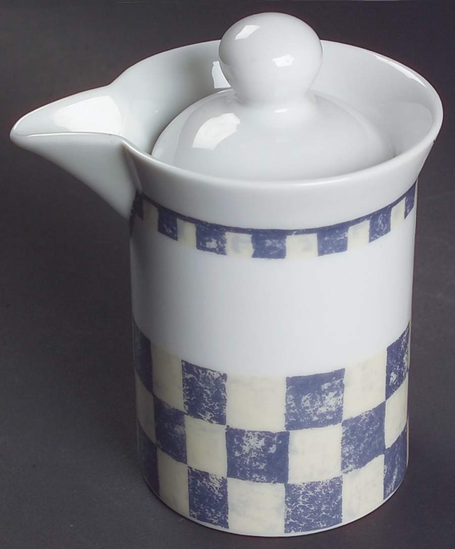 Checkar Blue Creamer & Lid by Dansk-1
