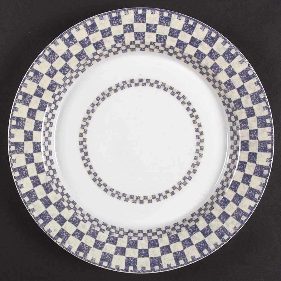 Checkar Blue 13" Chop Plate (Round Platter) by Dansk-1
