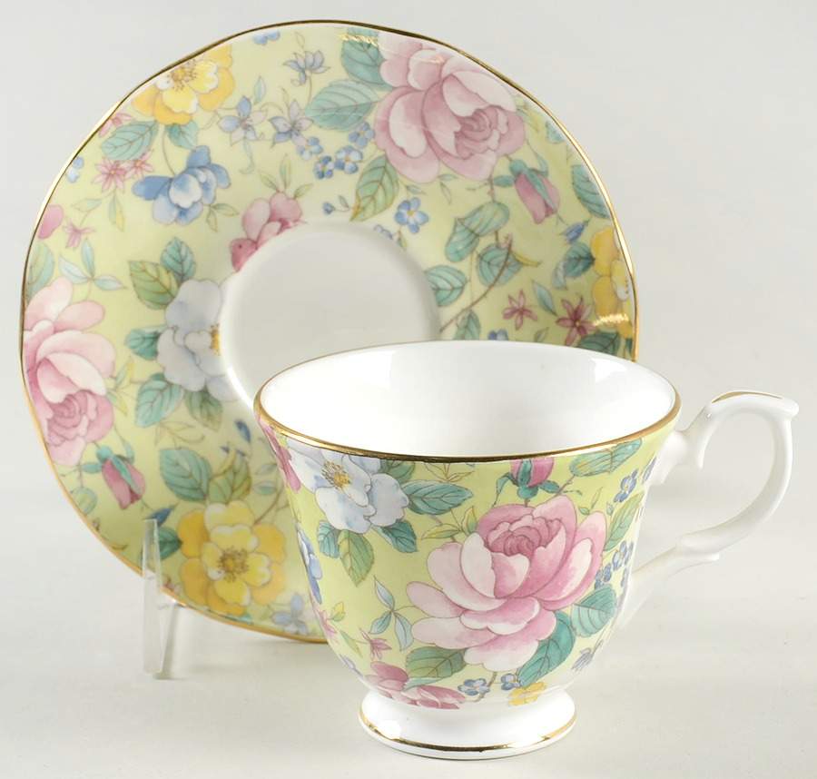 Chelsea Garden Meadow Green Footed Cup & Saucer Set by Duchess-1