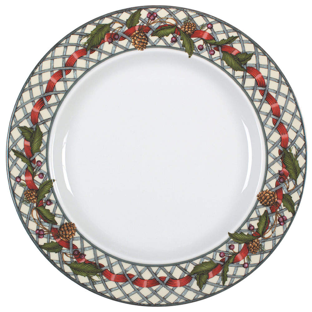 Nordic Holiday-Lattice, Ribbon&Berries Dinner Plate by Dansk-1