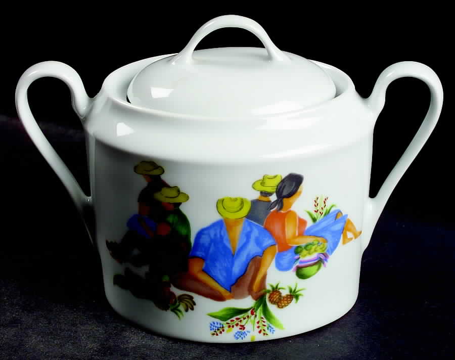 Caraibes Tropical Island Sugar Bowl & Lid by Philippe Deshoulieres-1